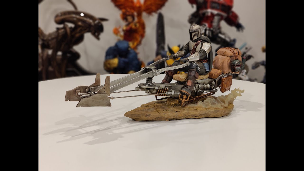 IRON STUDIOS 1:10 STAR WARS The Mandalorian on Speederbike Deluxe Statue Unboxing Assembly & Review!