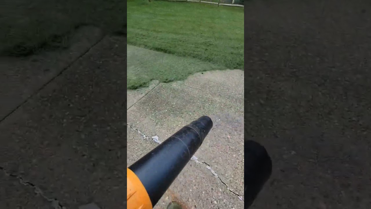 How to blow off a driveway. #lawnmowing #lawn #leafblower #diy #fyp #grass #lawntips #lawnsolutions