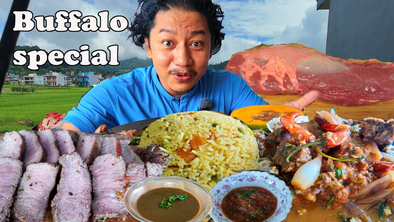 Buffalo Tender Steak, Buff karahi with Pulao | Buffalo Special