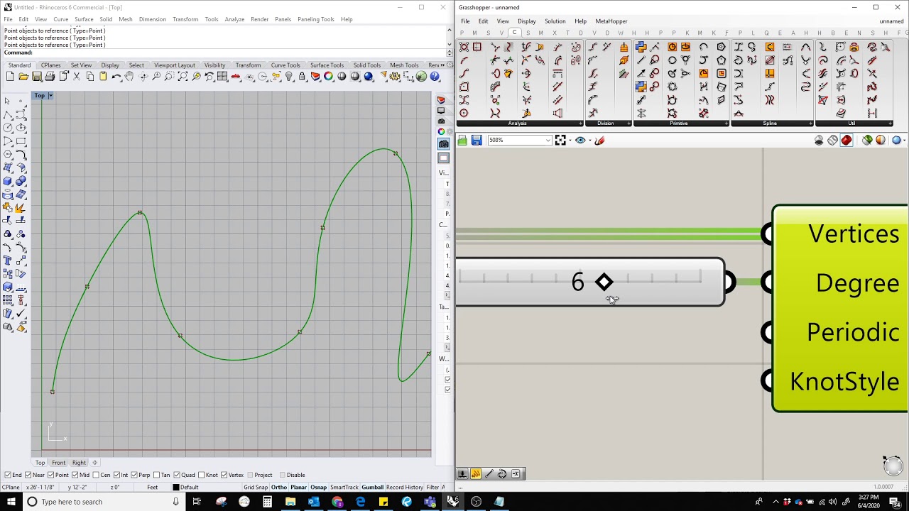 1.7 How to create an INTERPOLATED CURVE AND NURBS CURVE || Grasshopper