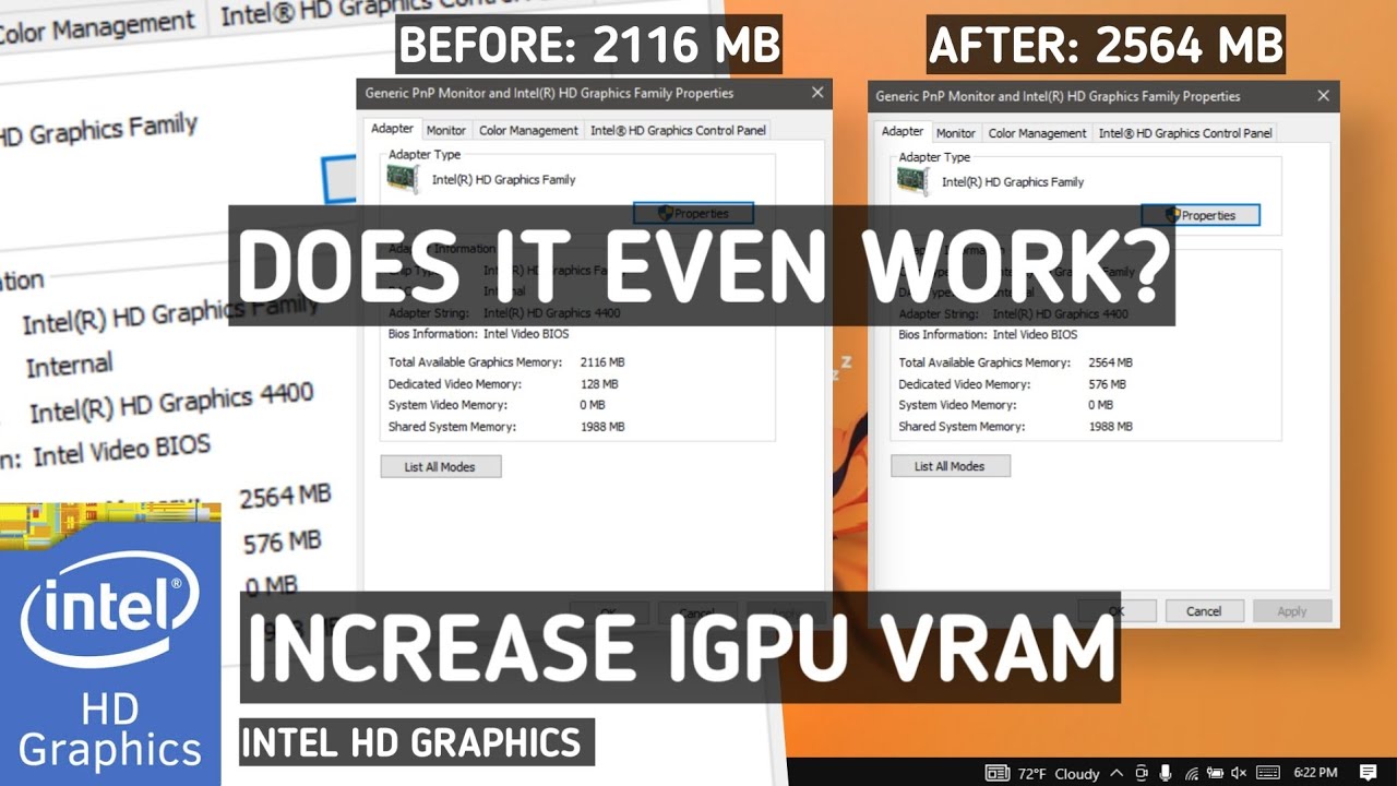 Как увеличить объём выделенной видеопамяти в Windows 10 (Intel) | Увеличить объём видеопамяти IGP...