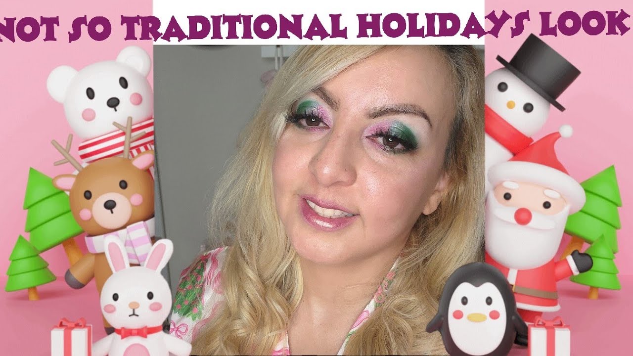 Праздничный макияж в розово-зеленых тонах