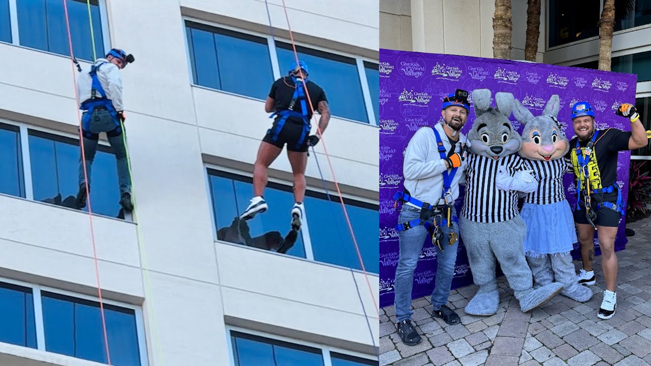 Rappelling Off A 300 Foot Tall Building For Charity! | Going Over The Edge For Give Kids The World!