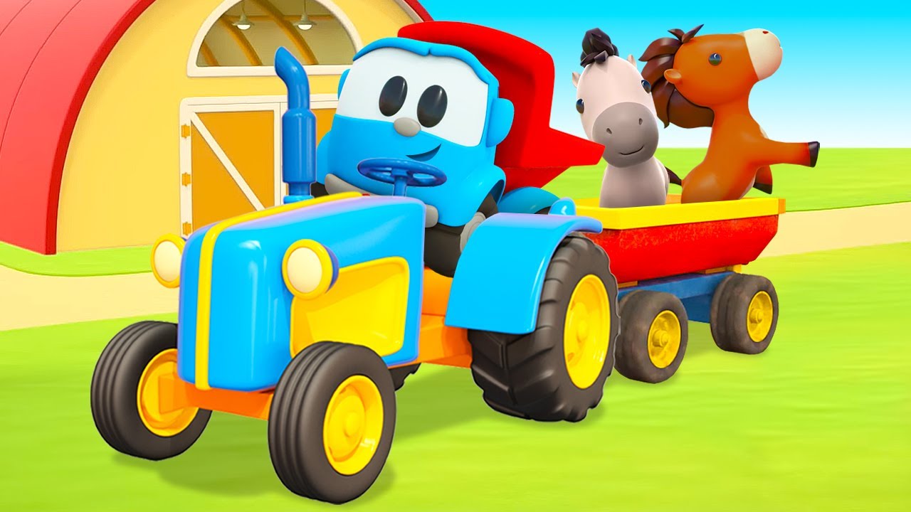 Leo the Truck builds a stable for a horse. Learning videos for kids. Family-fun cartoons for kids.