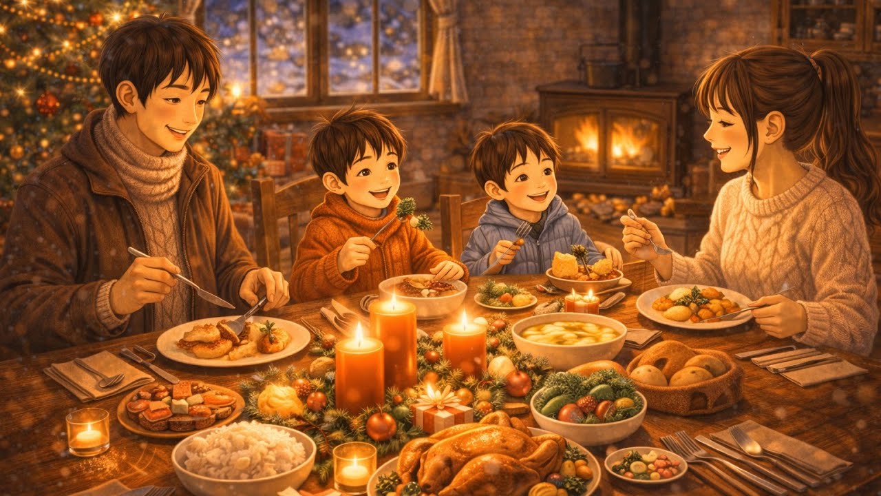 Christmas at Home 🎄 | A Gentle Family Winter Story | Ghibli Inspired Style