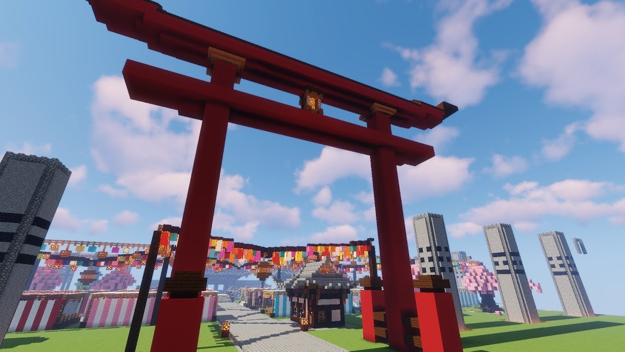 Minecraft Japanese style 日式建築教學 - 神社~鳥居(とりい)
