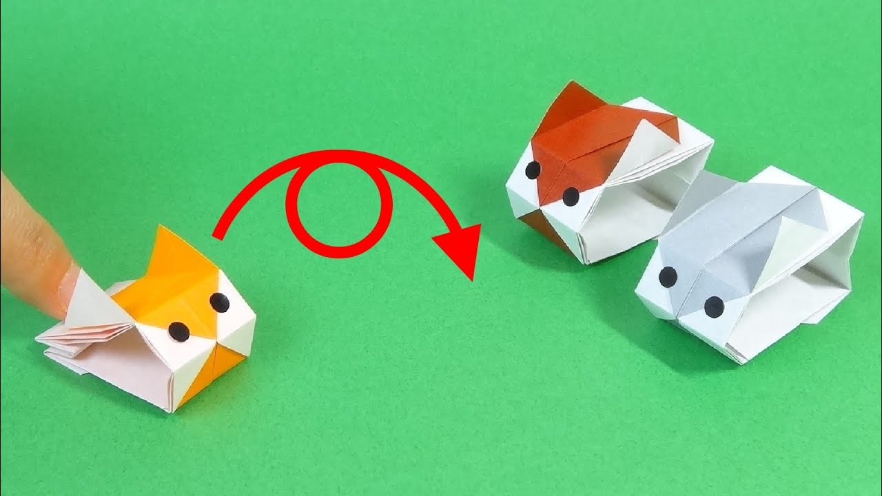 折り紙おもちゃ「くるっとハムスター」Origami Toy 