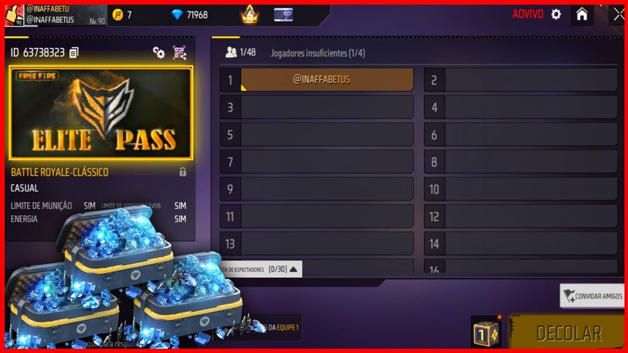 FREE FIRE AO VIVO 💎 SALINHA PREMIADA