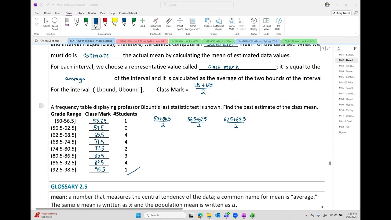 Statistics OER - Section 2-5-b  Measures of Center For Grouped Data