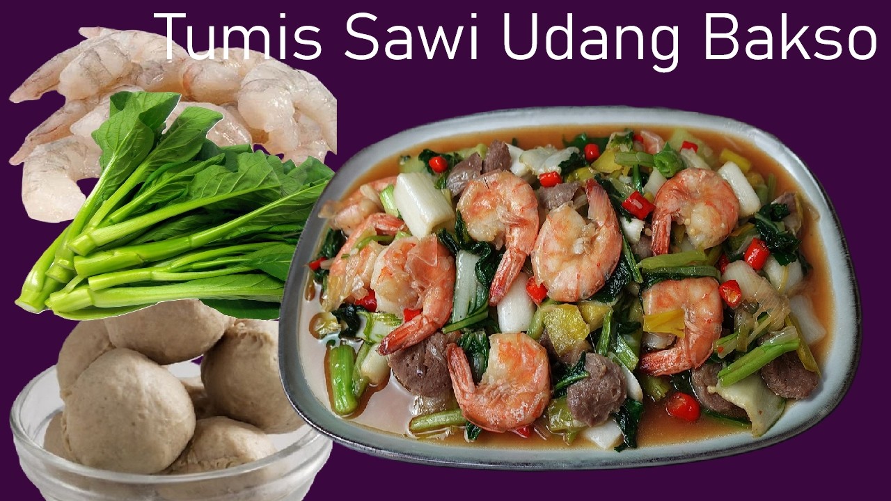 Tidak pernah bosan... masak lagi sawi hijau udang bakso yang enak banget