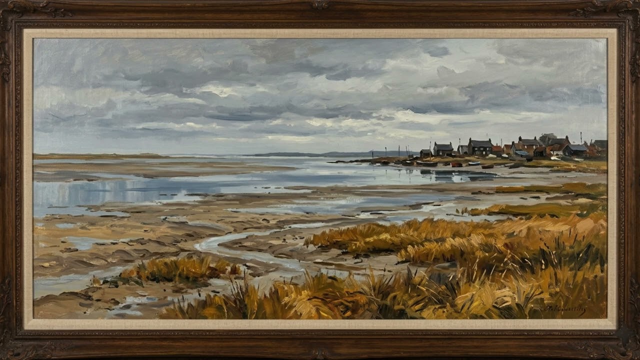 Coastal Estuary at Low Tide | 19th Century English Oil Painting | 4K Frame TV Art | Art Screensaver