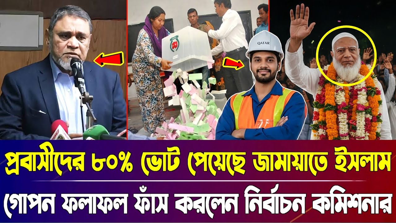 প্রবাসীদের ৮০% ভোট পেয়েছে জামায়াতে ইসলাম, ফলাফল ফাঁস করলেন নির্বাচন কমিশন | Postal Vote News