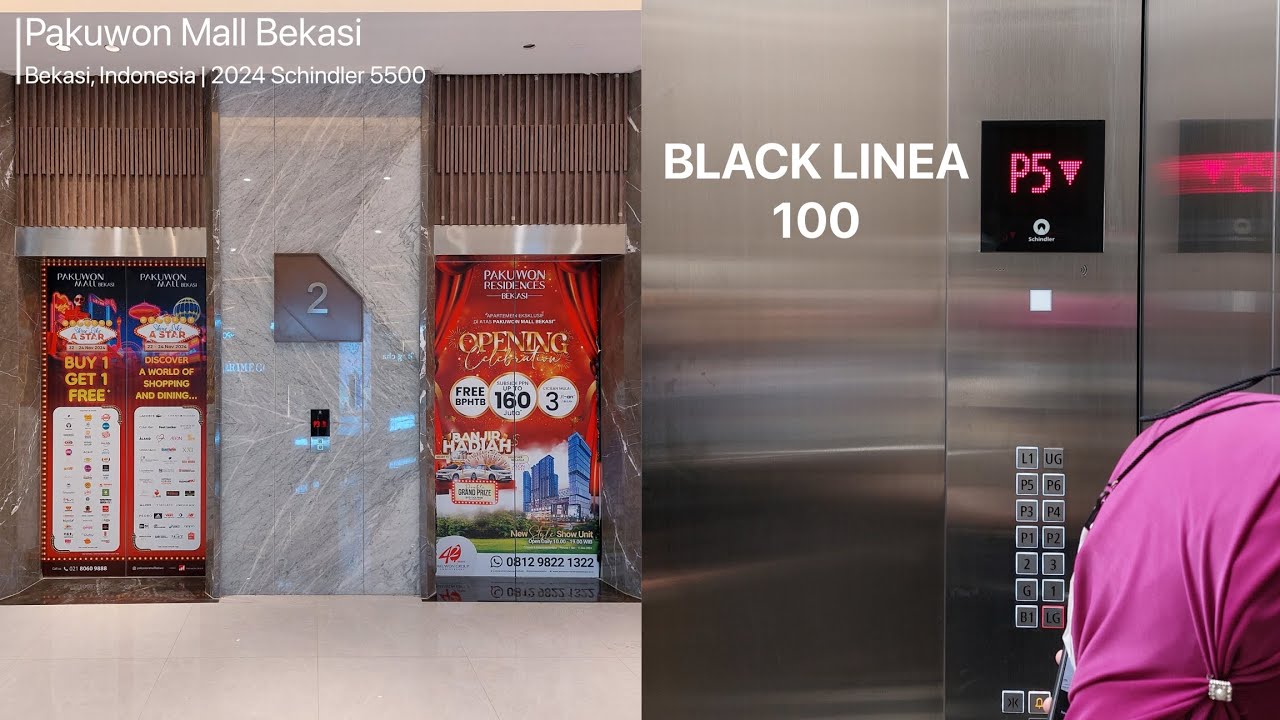 Schindler 5500 Traction Elevator with Black Linea at Pakuwon Mall Bekasi, Bekasi