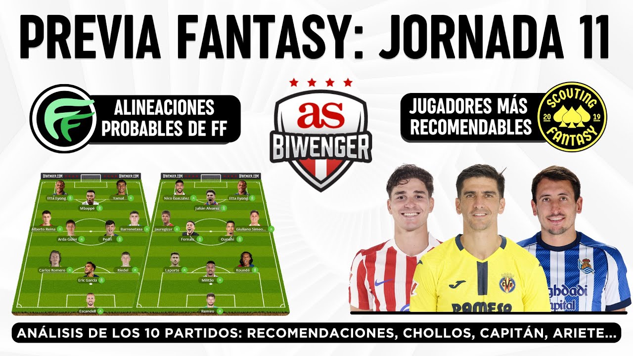 ✅ Jornada 11: Alineaciones probables, Top Picks y Chollos Fantasy