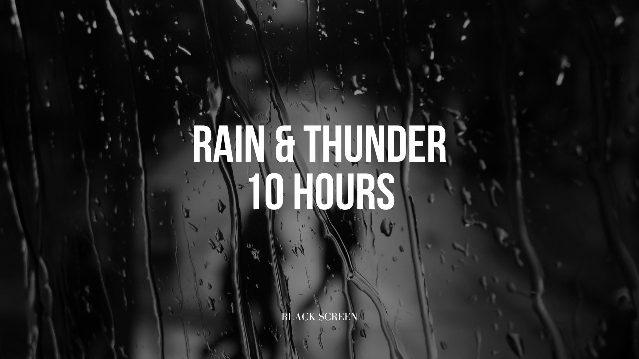 Rain and Thunder Sounds for Sleeping 🌧️ Rolling Thunderstorm Black Screen 10 Hours