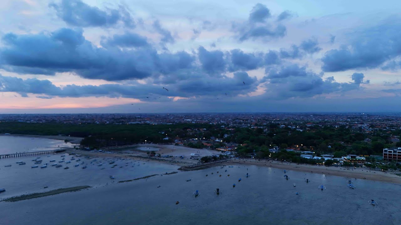 Sanur beach at dusk, Bali | DJI Mini 4 PRO | HDR
