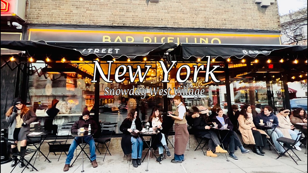[4K] New York City Snow Walk❄️ Freezing West Village Bar Pisellino | SoHo Louis Vuitton Hotel