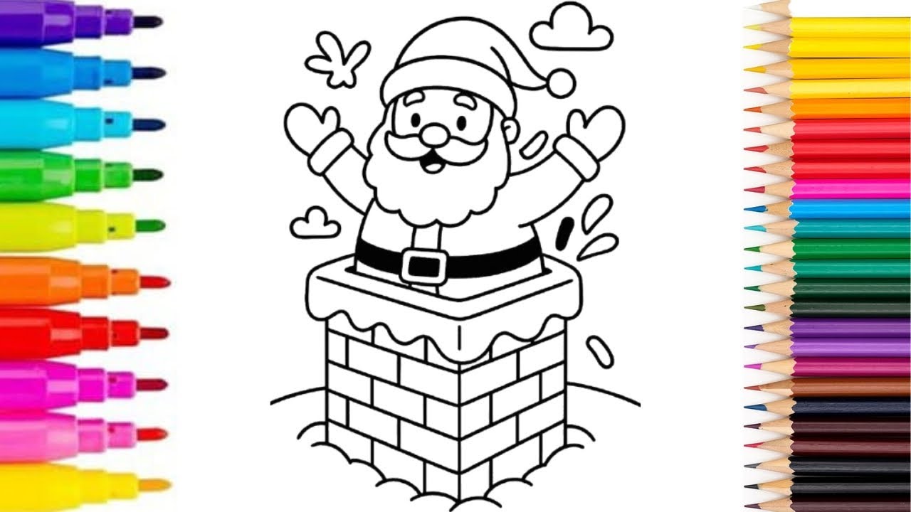 Easy Coloring Santa Claus And Christmas Ornaments