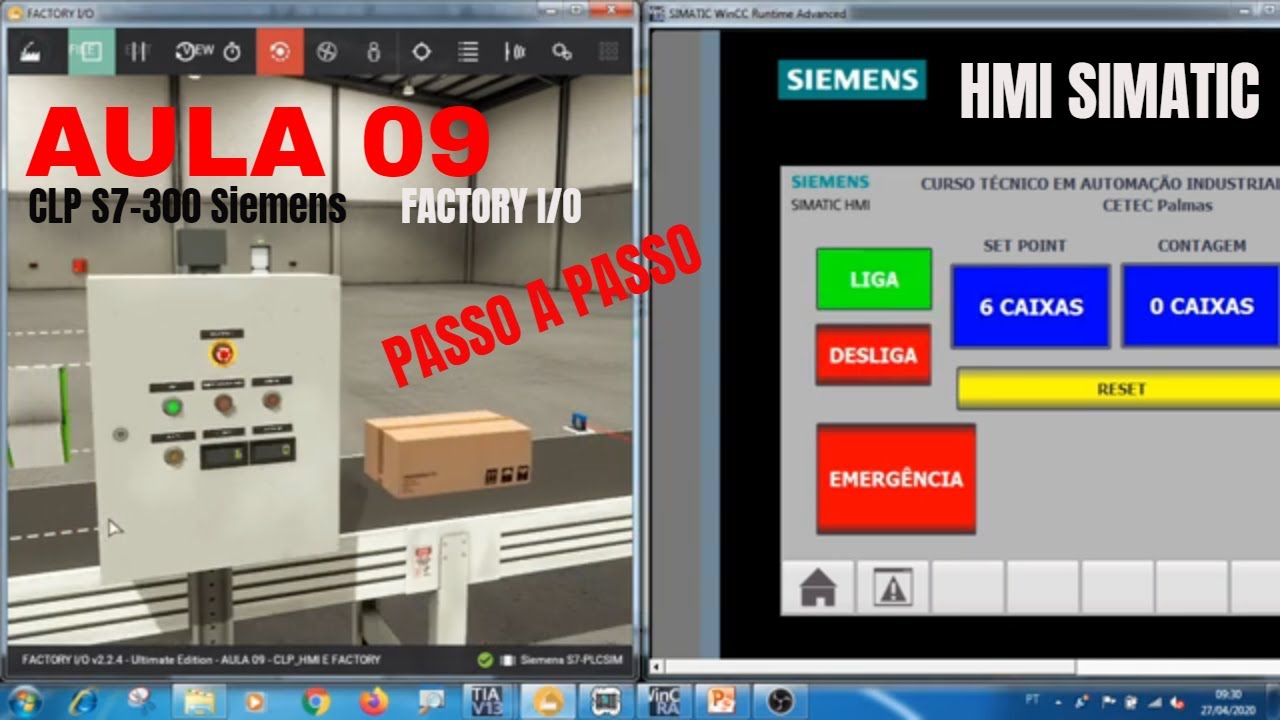AULA 09 - TIA PORTAL   CLP S7 300   HMI SIMATIC e FACTORY IO