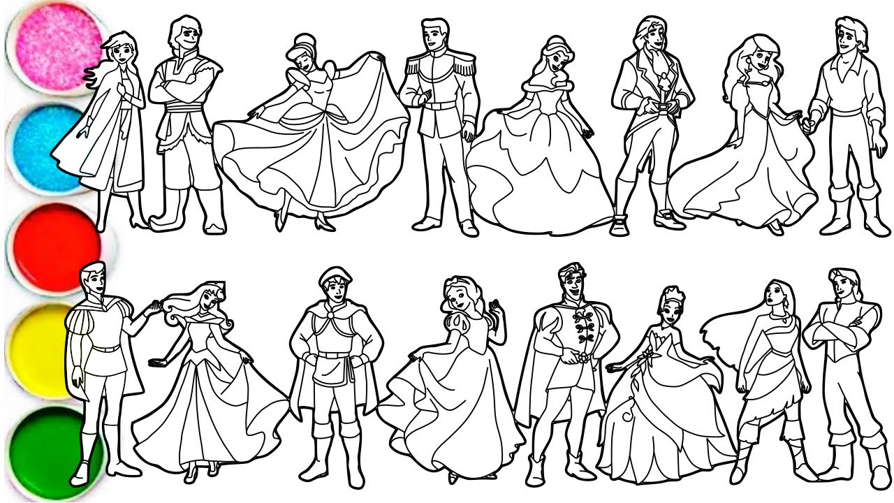 Draw Disney Couples in 40 Minutes - Anna & Kristoff, Cinderella & Prince Charming & Others