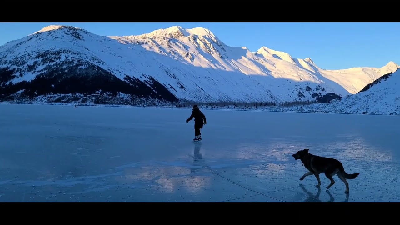 Ice skating Portage Lake and Glacier