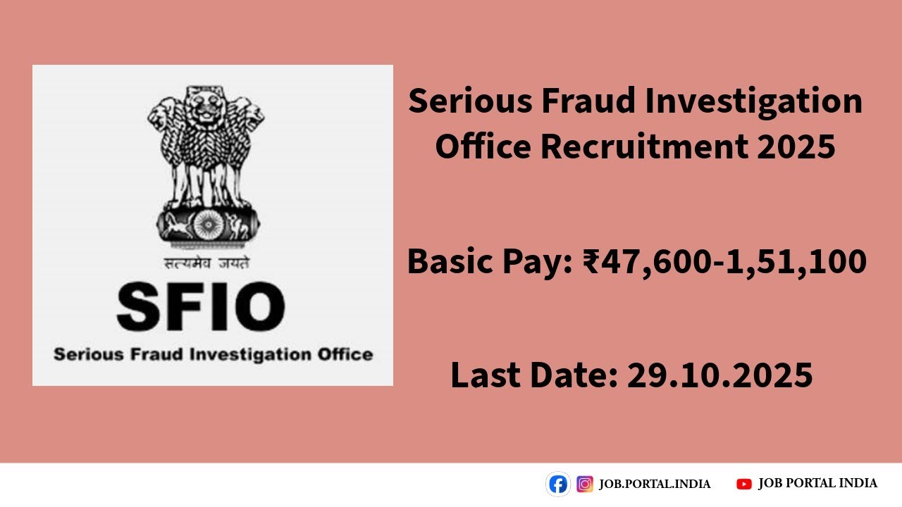 Serious Fraud Investigation Office (SFIO) Recruitment 2025 | 36 posts