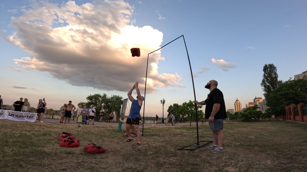 Random people take on Sandbag Toss challenge