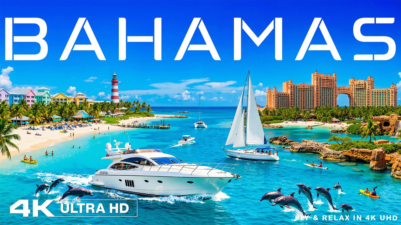 Багамы 4K - Бирюзовые воды и тропический рай под расслабляющую музыку.