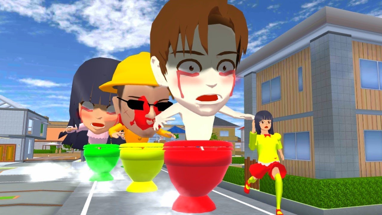 Mio dan taiga menghadapi monster skibidy toileet yuta, Himawari,Mio di sakura simulator 