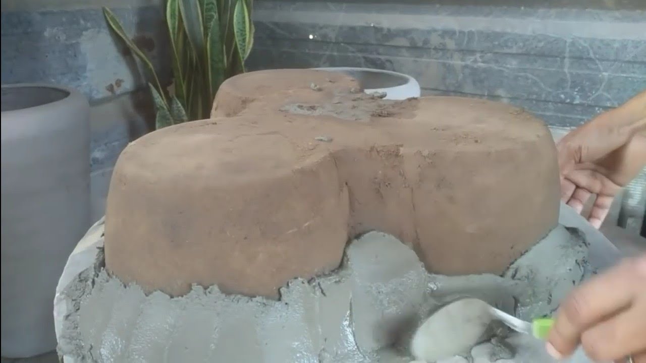 Vaso de cimento. Garden decoration ideas. How to make easy concrete pot. diy concrete pot.
