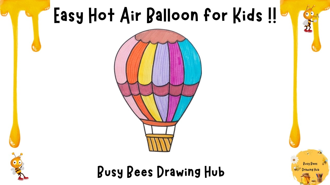 How to Draw a Hot Air Balloon Step by Step | Easy Hot Air Balloon Drawing |Easy Drawing for Kids