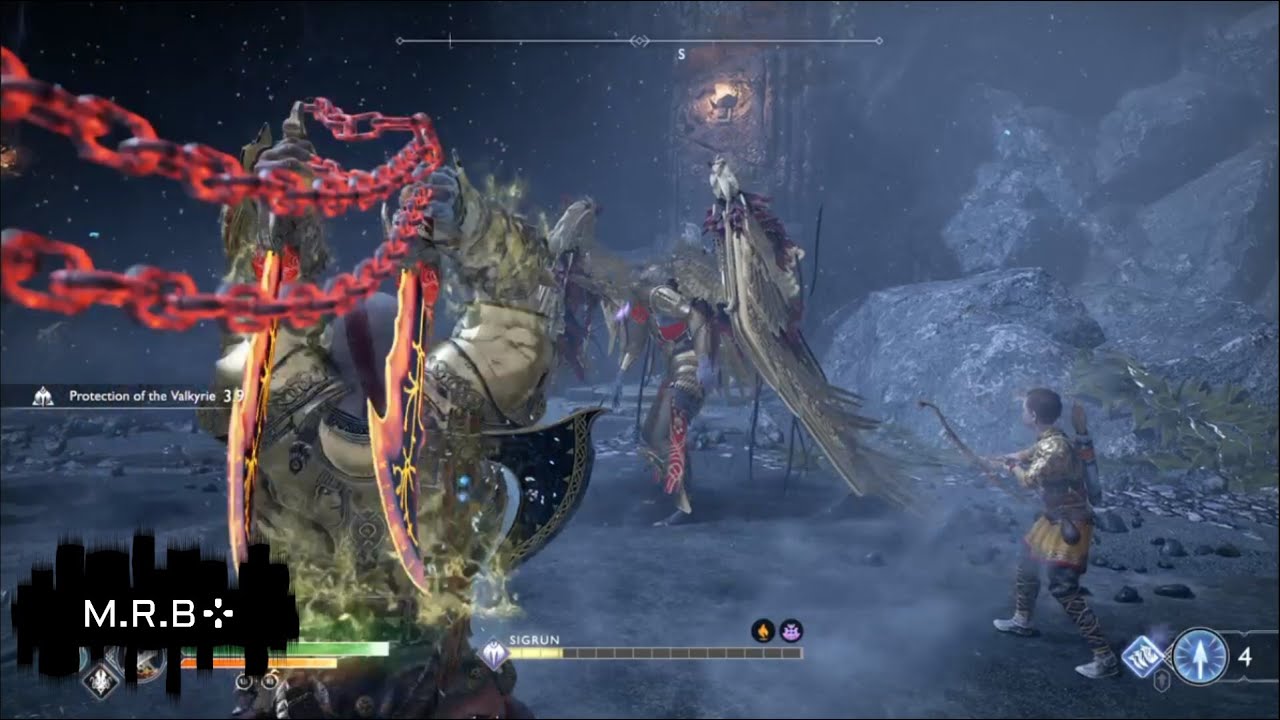 Sigrun (Valkyrie Queen) boss fight (GMGOW difficulty) - God of War (2018) - No Damage