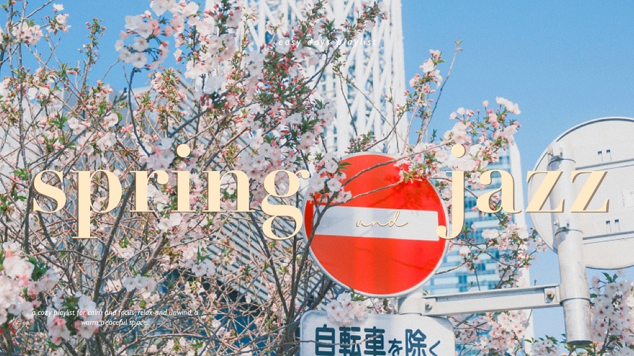 Relaxing Spring Piano Jazz 🌸 Study & Work Music | Cherry Blossom Cafe Ambience