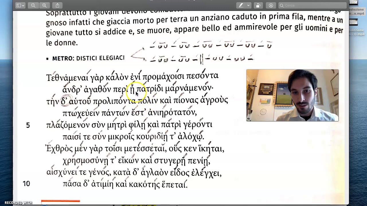 Quinta videolezione sulla lirica greca: Tirteo, fr.  10 West (lettura metrica)