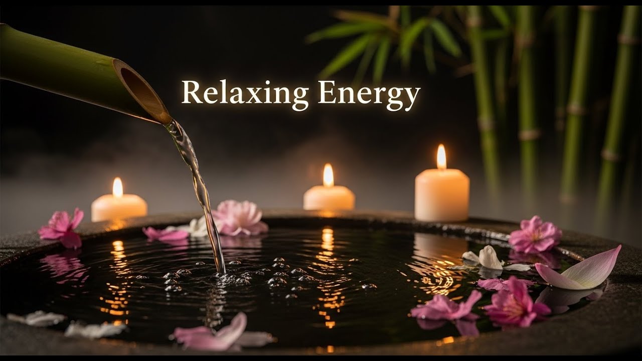 Zen Drift Serenity Bamboo Fountain and Candle Glow for Healing Sleep Meditation Deep Calm Balance