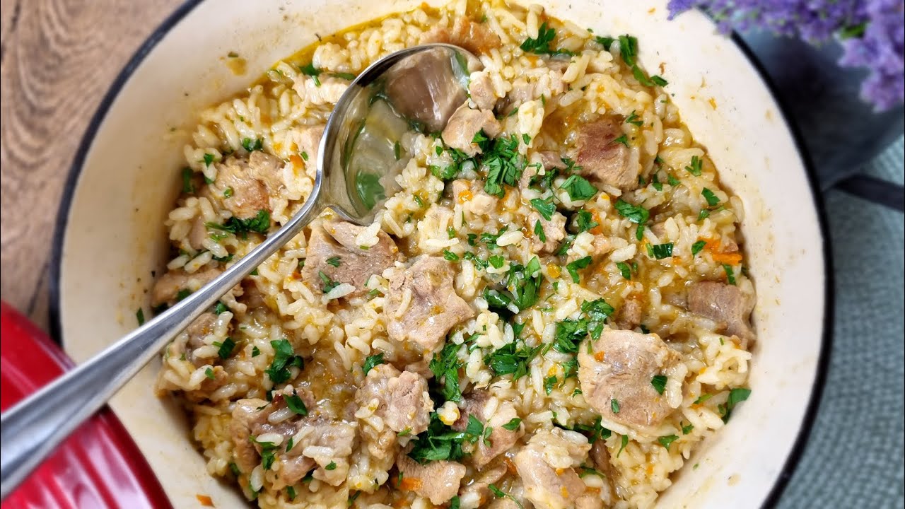 🍚Secretele unui pilaf de orez cu carne de porc – 🔴Aromat si perfect gatit!