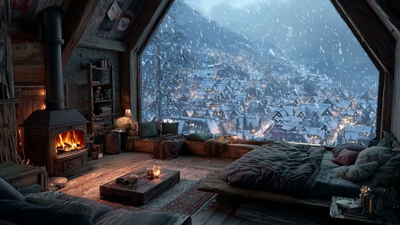 Warm Bedroom Comfort While Heavy Snow Covers the Silent World | Calm Valley Deep Sleep Retreat