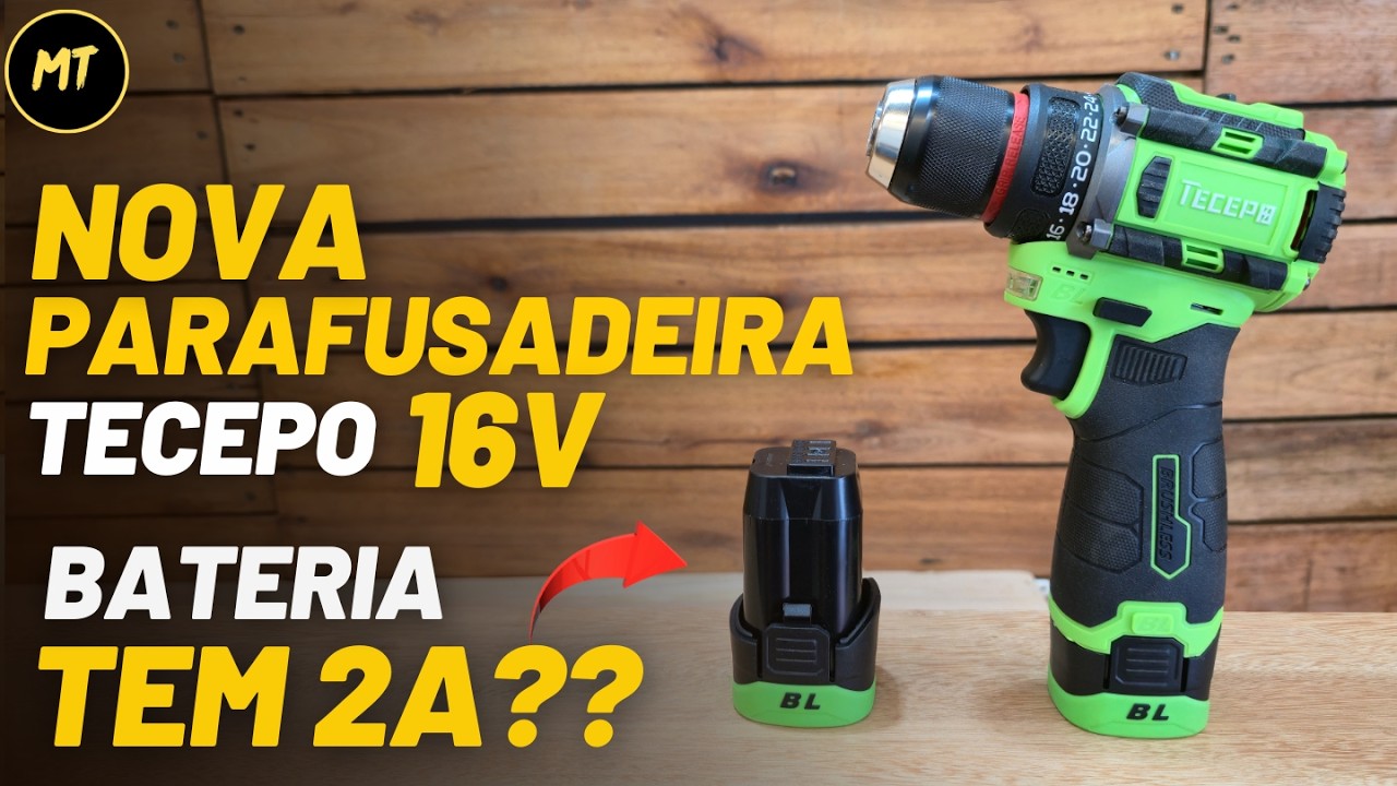 Parafusadeira Furadeira 16V TECEPO Brushless (Linha Verde) – Review Completo e Testes Reais