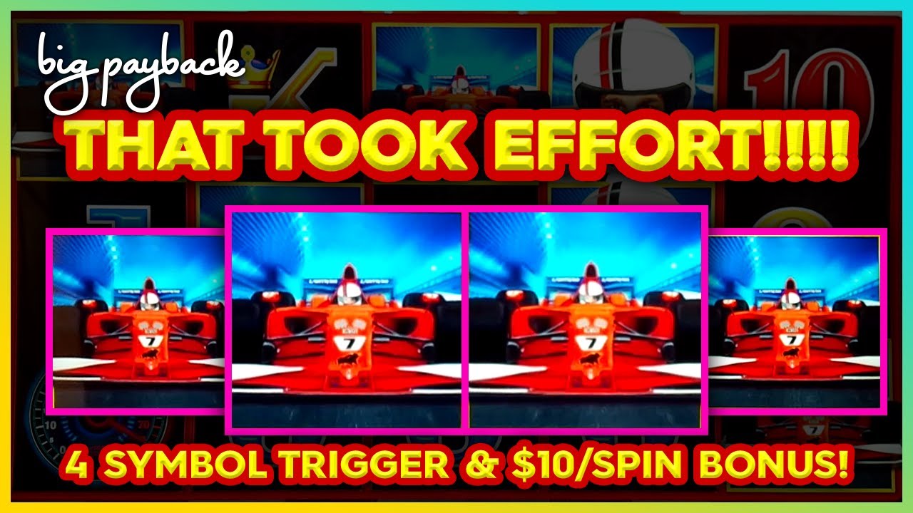 $10/Spin & 4 Symbol Trigger on Lightning Dollar Link Checkered Flag Slots!