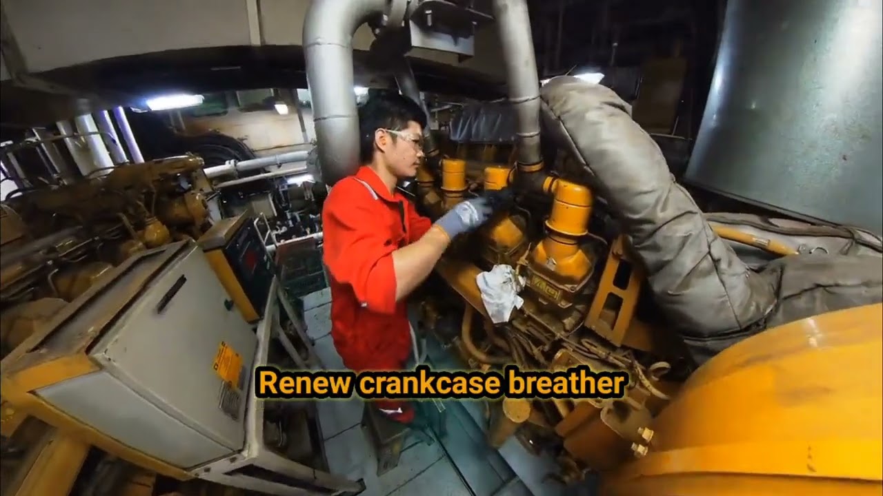 Servicing Caterpillar Engine 3512 on Ship
