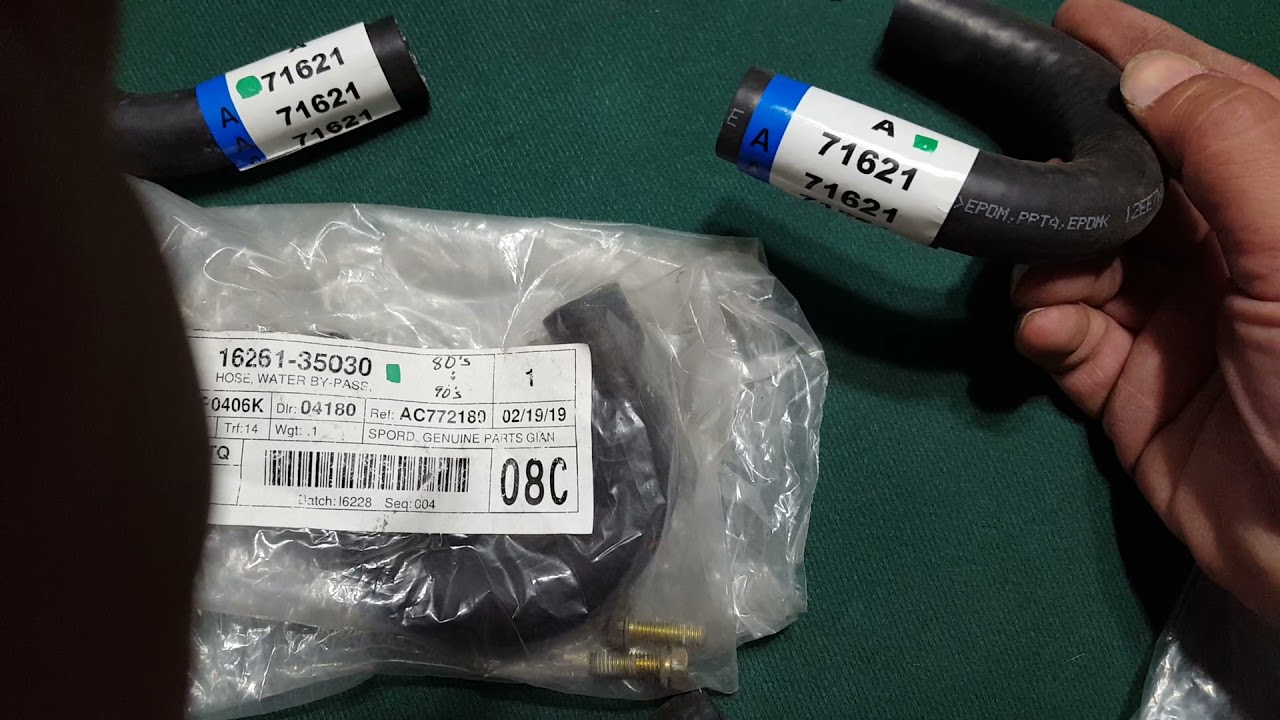 22RE Complete Heater Hose and AIC diagram w/ PART #'s