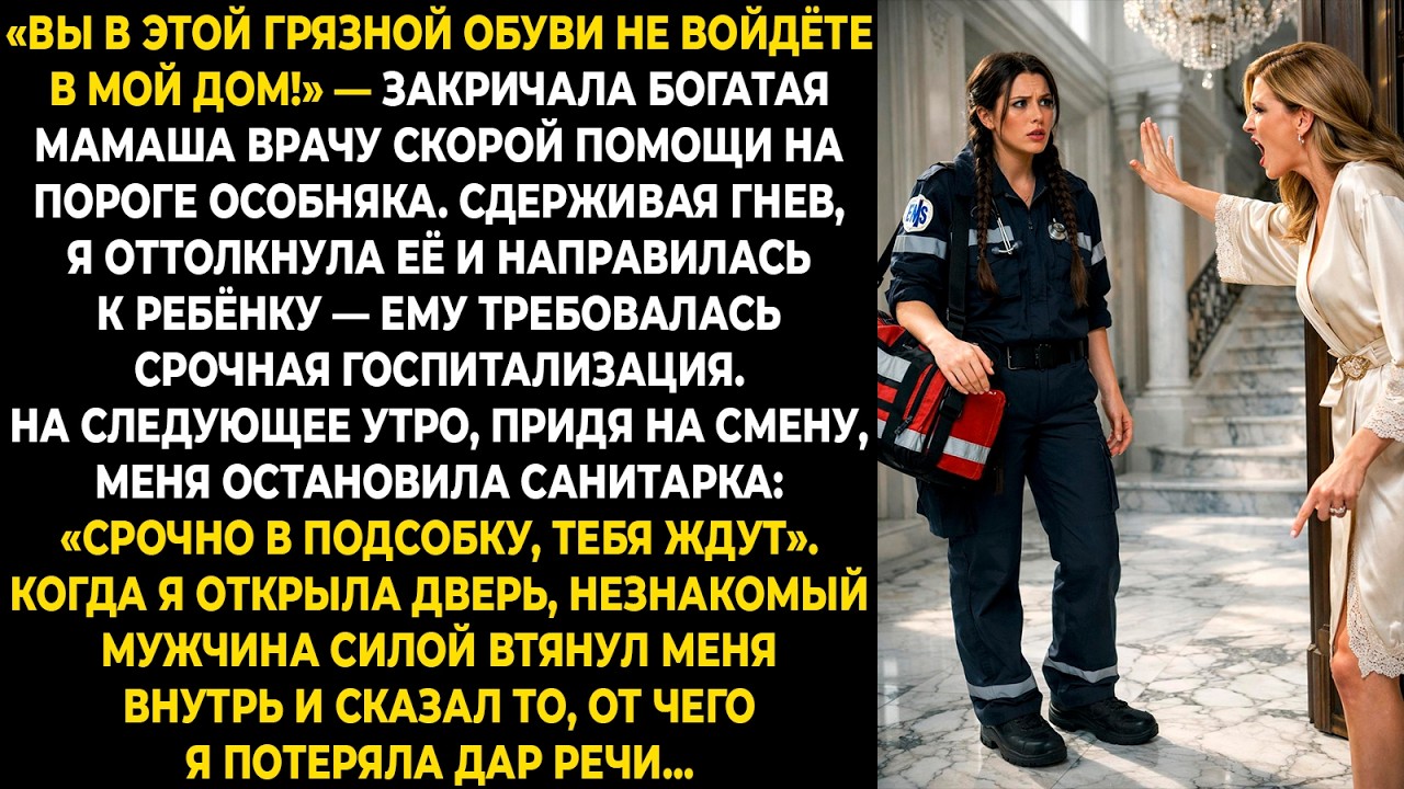 «Вы в этой грязной обуви не войдёте в мой дом!» — закричала богатая мамаша врачу скорой помощи на...