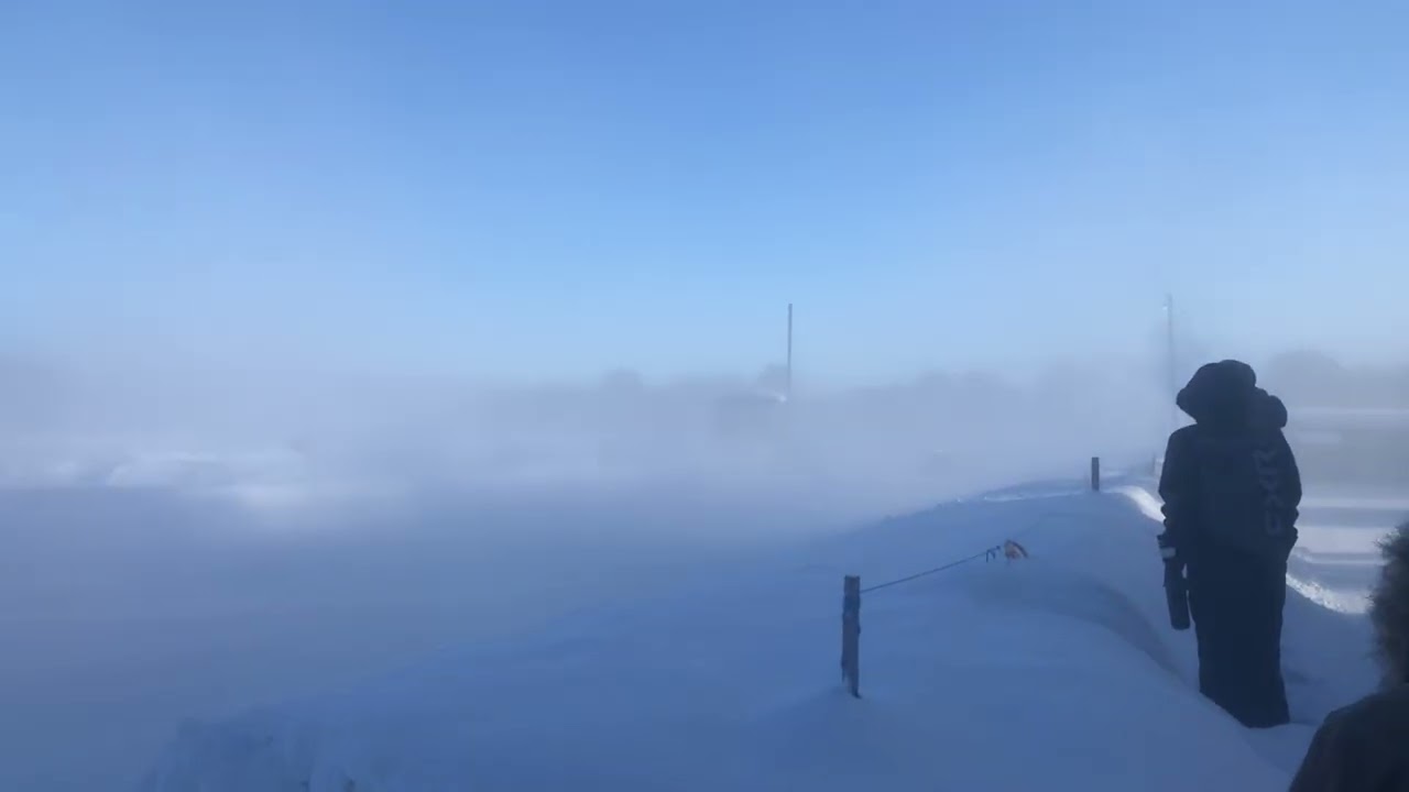Cold morning ice racing in Minden, Ontario Canada