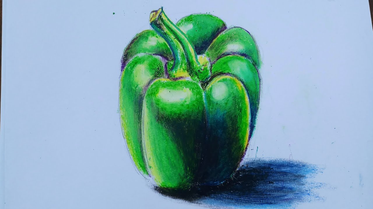 How to draw a Capsicum with oil pastel step by step