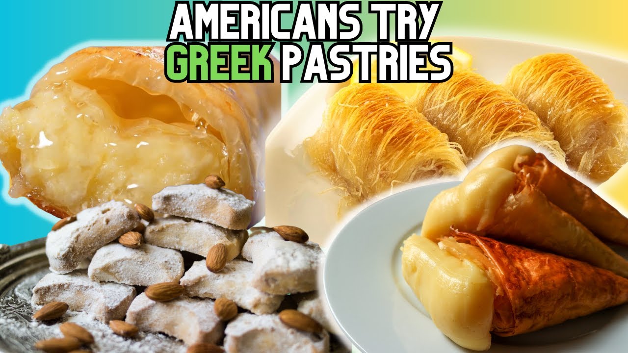 American People Try Greek Pastries! Best Non Baklava Desserts (Trigona, Rizogalo & Kataifi)