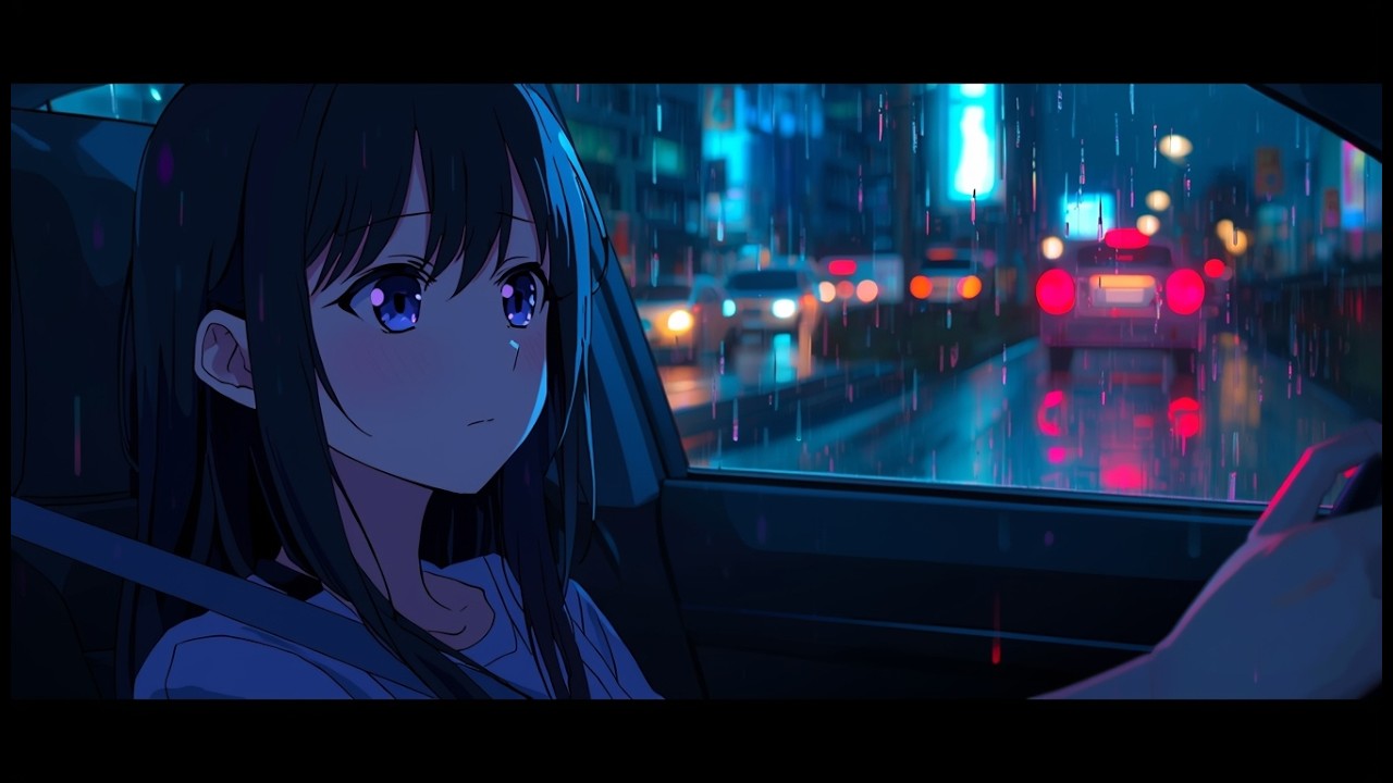 lonely night drive 🌧️ lofi anime vibes