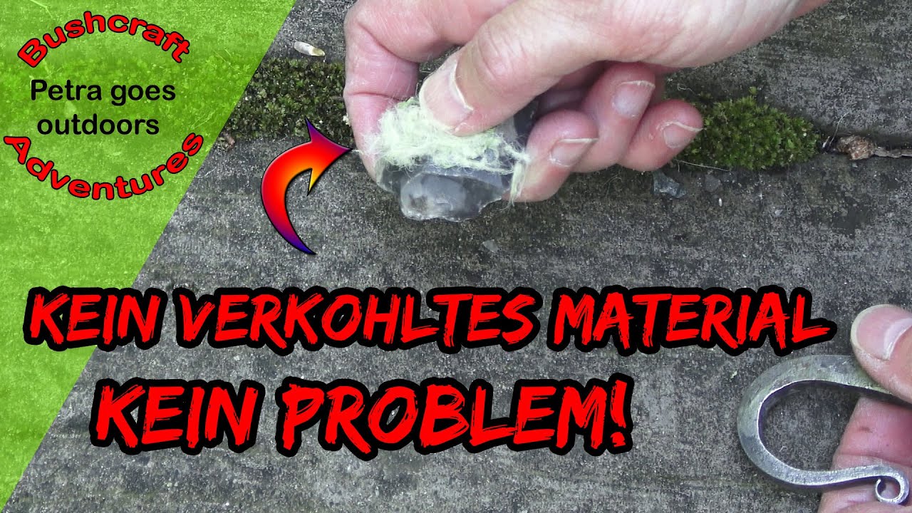 Geht DAS? - Lupe / Flint & Stahl auf frischen Brennnesseln! Kein verkohltes Material notwendig!