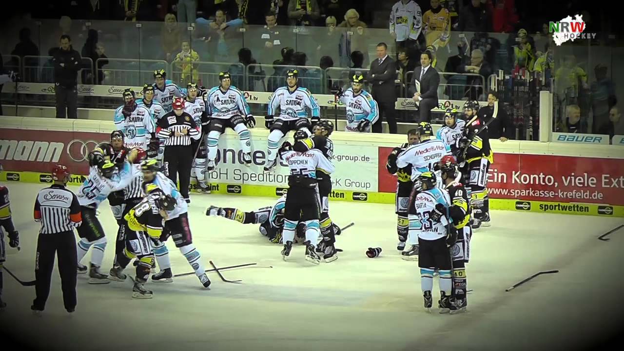 Schlägerei im Playoff-Viertelfinale Krefeld Pinguine - ERC Ingolstadt
