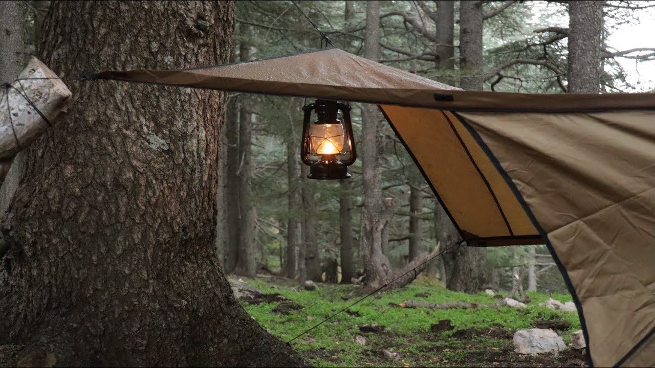 Hot Tent Camping in Heavy Rain