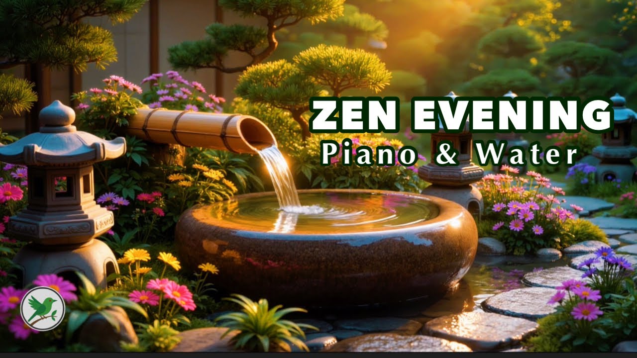 ZEN EVENING 🌿 Calming Piano & Water Sounds  Stress Relief & Relaxation
